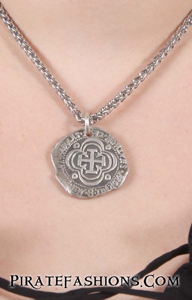 Silver Pirate Fashions Coin Necklace