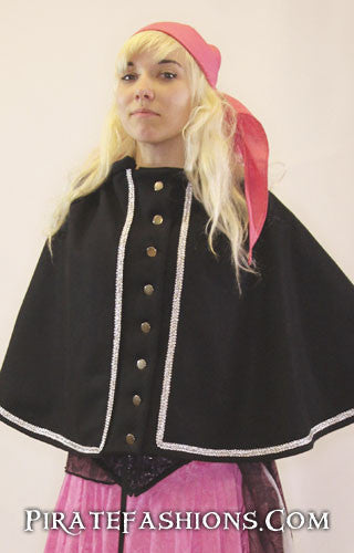 buccaneer cape worn on shoulder