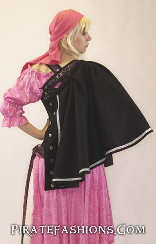 buccaneer cape worn on shoulder back view