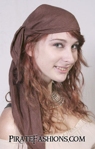 Side view of Solid Linen Pirate Head Scarf