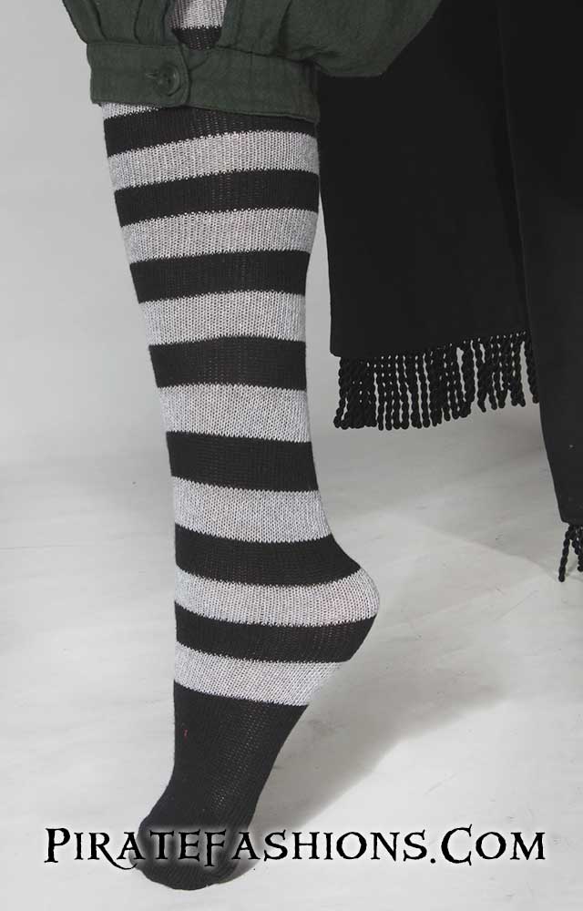 Black and Red striped over the knee socks