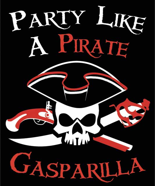 Gasparilla Sparkle Fashion Cold Shoulder Shirt Large Pirate 