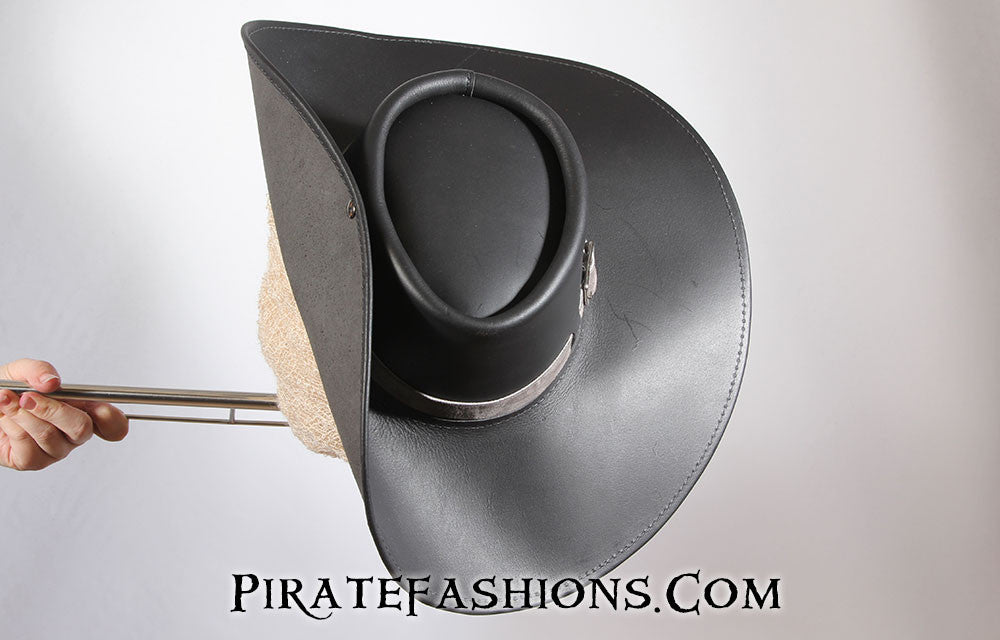Leather Cavalier Hat for renaissance styles or tri-corn for Pirate Hat