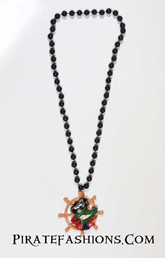 Pirate Beads Necklace Mardi Gras Booty Treasure Beard Black Beads Gasparilla