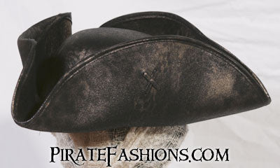 Gold Flecked Scallywag Pirate Tricorn Side View