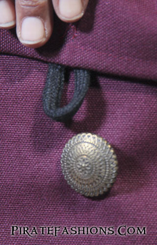 Royal Burgundy Pirate Haversack Button Detail