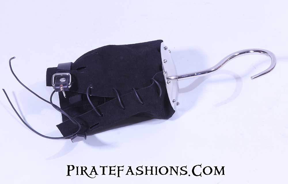 Pirate HOOK - real metal, THICK leather, red velvet lining, rustic