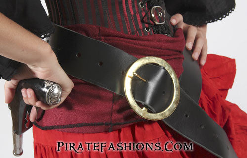 Lady Buccaneer Belt black with Brass 3/4 View