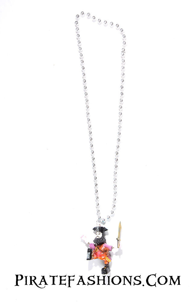 Pirate Beads Necklace Mardi Gras Booty Treasure Beard Black Beads Gasparilla