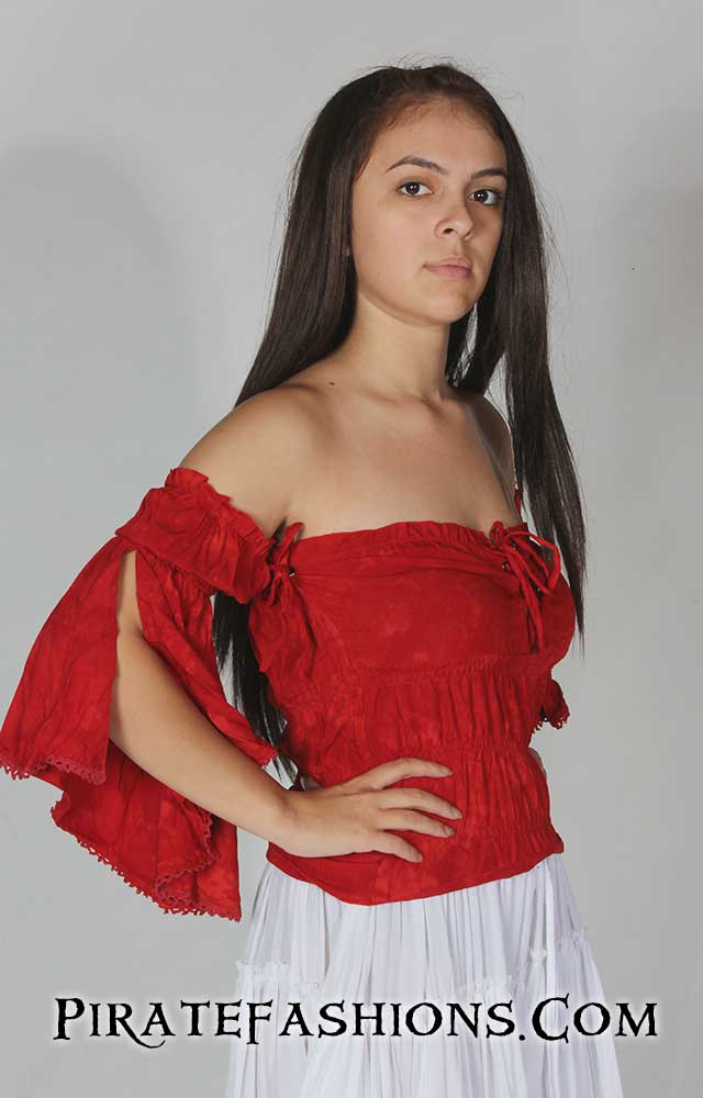 Red Gauze Pirate Blouse
