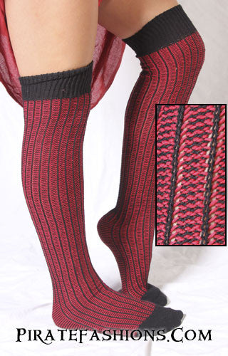 Black and Red Striped Wicked Wench Socks